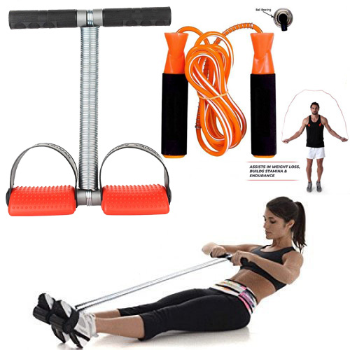 WorkOut Combo: Tummy Trimmer+ Yoga Mat (Color May Vary)+Resistance